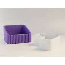 3d Baskı Fıstık Kasesi - Çift Hazneli Kabuk Ayırıcı Sunum Kasesi - Mor Beyaz