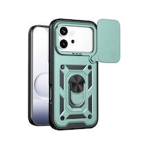 Huawei Honor 600 Pars Lens Yüzüklü Silikon - Yeşil Evimdeyokyok