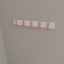 Hepsi3boyutlu Modern Duvar & Kapı Baston Askılık - 5 Adet Pembe J Askılık - Model No : 6 Pembe