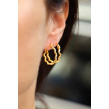 14 Ayar Altın Zikzak Ajda Model Halka Küpe Sarı Altın