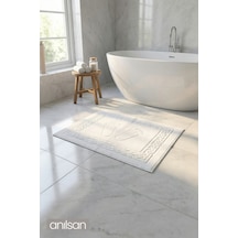 Beyaz Greek Ayak Havlusu - 50x70 Cm, 245 Gr, %100 Pamuk, Spa Ve Otel Banyo Paspası, Günlük Kullanıma Beyaz
