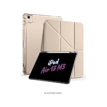 Apple Uyumlu iPad Air 13 İnç 2025 M3 Çip Kalem Bölmeli Standlı Akıllı Fuchsia Trifolding Tablet Kılıfı Kapaklı Kılıf