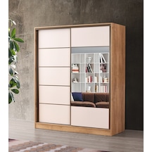 Beenal Venüs Sürgülü Gardırop 180 Cm - Lefkas Ceviz-Beyaz