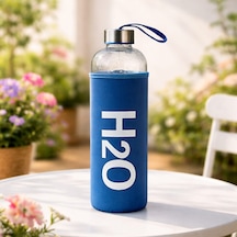 H2o Kılıflı Cam Matara - Şeffaf / Mavi - 1 Lt Çok Renkli