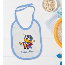 BK Kids Kişiye Özel Mavi Bebek Mama Önlüğü - Model 186 Mavi