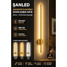 Dekoratif 20w İç Mekan Gold Kasa 3 Renkli Işık Elektrikli 80 Cm Duvar Aplik 2 Adet