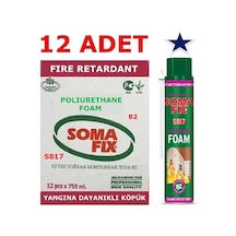 12 Adet 750 Ml 870 Gr Somafix Yangına Dayanıklı Poliüretan Köpük B2 Pembe Köpük S817
