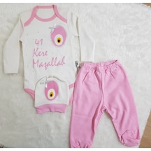 Candysbebe 41 Kere Maşallah 3 Lü Takım Beyaz - Pembe