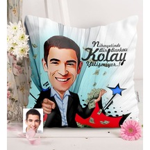 Kişiye Özel Bay Bankacı Karikatürlü Saten Yastık - 2