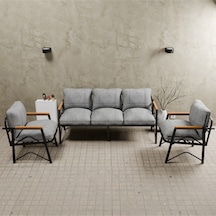 Mb Garden Furnıture Simetri Model, Balkon, Bahçe, Cafe, Metal Koltuk Takımı, Bahçe Takımı , Çay Seti, 3 1 1 Takım Gri