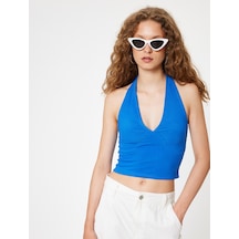 Koton Halter Yaka Atlet Kolsuz Crop Dikiş Detaylı Kaşkorse Lacivert 4sal30348ık Lacivert