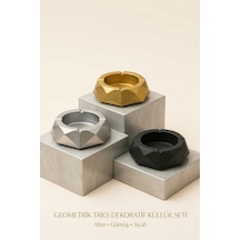 Geometrik Tasarım 3'lü Sekizgen Küllük Ve Obje Seti 3'lü Paket