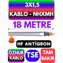 Öznur 3x1,5 Nhxmh Alev İletmez Kablo Metre Seçenekli Gri - 18 Metre