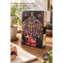 2 Adet Deri Defter 18x13 Cm Boyutlu, Not Defteri Ve Notebook, Cep Tipi Tasarım, Ksk3141 Altın