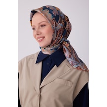 Belli Etnik Desen İpek Twill Eşarp - 2026 İlkbahar-yaz T 4304 Kahve