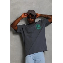 Barlashive Erkek Baskılı T-shirt Kısa Kol Bisiklet Yaka Regular Fit Rahat Tişört - Füme Çok Renkli