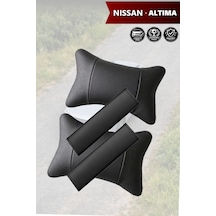 Nissan Altima Uyumlu Siyah Set Deri Kemer Koruyucu Deri Yastık Lüks