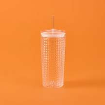 Mienn Pipetli Cam Bardak - Şeffaf - 550 Ml Renkli