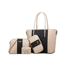 Shidai888 4'ü 1 Arada Moda Çapraz Çantalar Pu Büyük Kapasiteli Çanta Siyah Altın Altın - Siyah