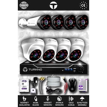 Turkno 8 Kameralı Galia 4 İç Kamera Set 250 GB HDD Full HD Gece Görüşlü Güvenlik Kamerası Sistemi