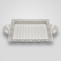 Gümüş Desenli Kristal Taşlı Servis Tepsisi Lkm198 Gümüş