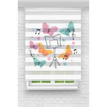 Perdeoutlet38 Enxboy Müzik Ve Kelebekler Dijital Baskılı Zebra Perde-cocuk Odası-stor Perde Renkli
