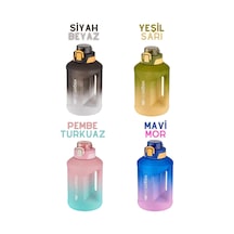 1600ml Çift Renk Taşıma Askılı Ve Kulplu Motivasyon Su Matarası Sticker Sm-2307-yeşilsarı Diğer