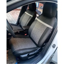 Citroen C4 2022 Uyumlu Arka Sırt 2+1 Model Gri Keten Siyah Deri Karışımı Gri Ip