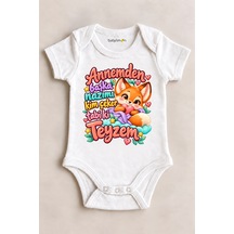 Babylimon Annemden Başka Nazımı Kim Çeker Tabi Ki Teyzem Beyaz Kısa Kollu Çıtçıtlı Bebek Zıbını Beyaz - 930083919 Beyaz