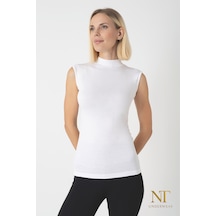 Nt Underwear Kadın Bambu Balıkçı Yaka Sıfır Kol Body Hafif, Rahat Ve Şık Beyaz