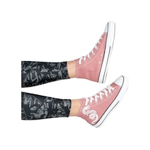 Kadın Bilekli Keten Spor Ayakkabı Gül Kurusu Gülkurusu