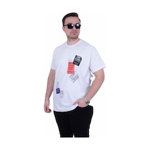 Moc Grande Mocgrande Erkek Büyük Beden Sıfır Yaka Tişört One Time 26156 Beyaz