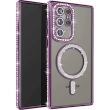 Ankaverse Samsung Galaxy Uyumlu S25 Ultra Kılıf Joke Simli Magneticsafe Kılıf - Derin Mor