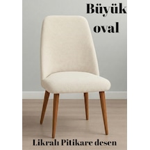 Mutfak Sandalye Kılıfı Büyük Oval Likralı Yıkanabilir, Streç,lastikli Bambu Sandalye Örtüsü 1 Adet Krem - 797602323 Krem