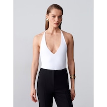 Dilvin 21175 Halter Yaka Bodysuit-beyaz