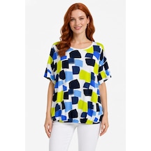 Neden Tekstil Kadın Renkli Desenli Oversize T-shirt - Çok Renkli