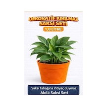2'li Saksı Seti 15 Pot Üretim Saksısı + 1.8 L Turuncu Kırılmaz Dekoratif Dış Saksı