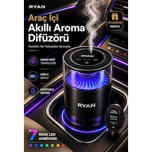 Ryan Cloud Mist Pro Akıllı Araç İçi Koku Difüzörü Nano Mist, 360 Koku Yayılımı, 7 Renk Led, 800 Mah, 2 Kartuşlu