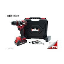 Attlas Atb 21 Blpd-201c 21v 2.0ah Tek Akülü Kömürsüz Darbeli Matkap L-boxx Çantalı + 8 Parça Uç