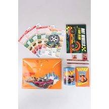 Yeni Sezon Lisanslı Hot Wheels 12 Parça Kırtasiye Seti Çıtçıt Dosya,kalem,silgi,kumbara,kalemtraş,resim Defteri,okul Etiketi Altın