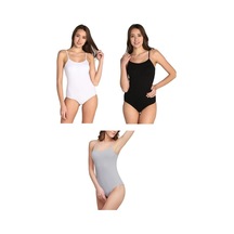 Kadın Siyah 3'lü Paket Pamuklu Ip Askılı Kancalı Body Zıbın Siyah-beyaz-gri
