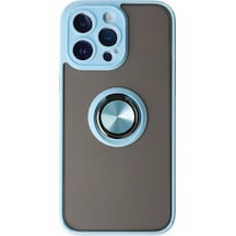 Newface Apple Apple iPhone Uyumlu  14 Pro Kılıf Montreal Yüzüklü Silikon Kapak - Buz Mavi