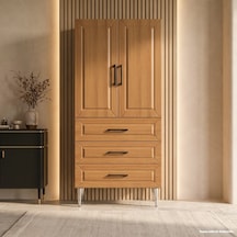 Siena Çok Amaçlı Dolap 60 Cm 2 Kapak 3 Çekmece Açık İtalyan Ceviz - Çok Amaçlı Kiler Dolabı Beyaz