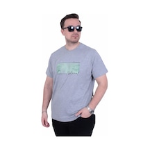 Moc Grande Mocgrande Erkek Büyük Beden Sıfır Yaka Tişört Natural 26134 Grı Melanj Gri Melanj