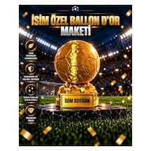 İsime Özel Ballon D'or Futbol Ödülü Maketi Altın Top Dekoratif Kupa 15cm