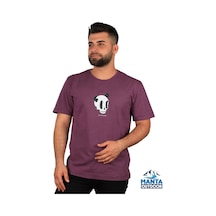 Manta MNT 2307-1 Kuru Kafa Baskılı Erkek T-Shirt Bordo