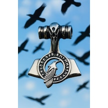 Kuzgun & Runik Detaylı Viking Thor Un Çekici Mjolnir Kolye