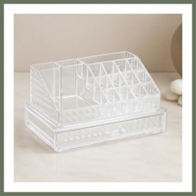 Bezos Tek Çekmeceli 16 Bölmeli Şeffaf Makyaj Ve Takı Organizeri 23.3x13.5x11.5 Cm Bezos1