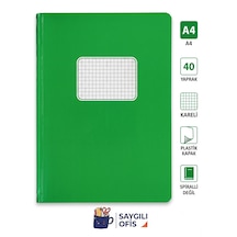 Saygılıofis 40 Yaprak A4 Dikişli Düz Pp Kapak Kareli Defter Yeşil