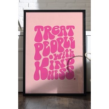 Motto Söz Doğal Ahşap Çerçeveli Poster, Dekoratif Pembe Duvar Tablosu